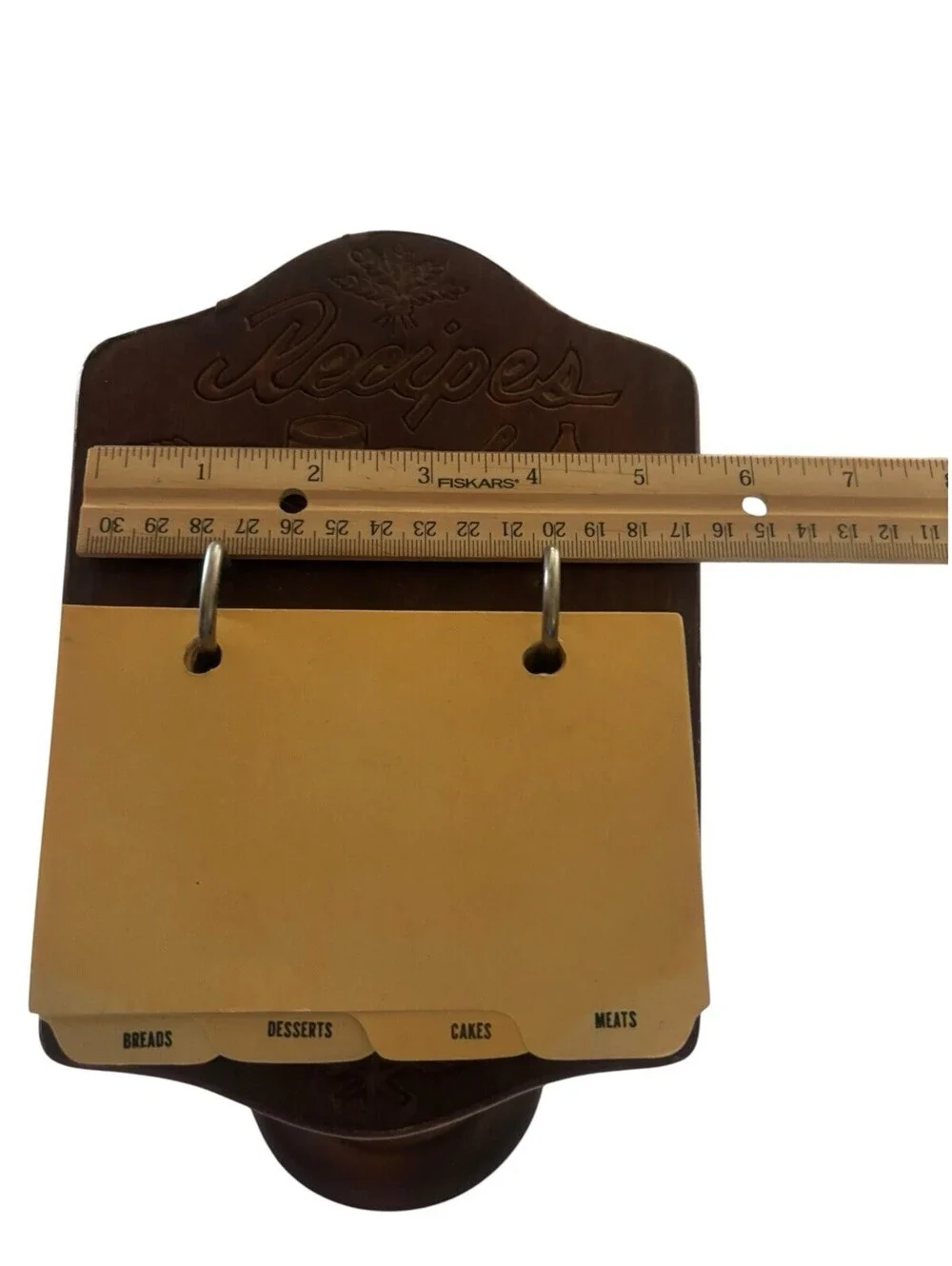Vintage Wooden Recipe Book Holder Stand With Pages. 1960s. Rare!